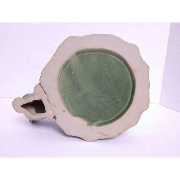 Majolica Pottery Lucky Happy Trunk Up Elephant with Bamboo Vintage Planter - Picture 11 of 11